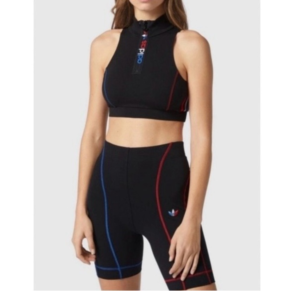 ADIDAS Black Zip-Up Crop Top